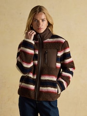 Lottie Chocolate Multi Stripe Borg Fleece - Image 1 of 11
