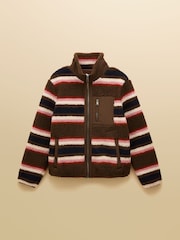 Lottie Chocolate Multi Stripe Borg Fleece - Image 11 of 11