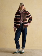 Lottie Chocolate Multi Stripe Borg Fleece - Image 3 of 11