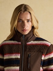 Lottie Chocolate Multi Stripe Borg Fleece - Image 4 of 11