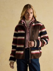 Lottie Chocolate Multi Stripe Borg Fleece - Image 5 of 11