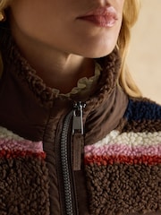 Lottie Chocolate Multi Stripe Borg Fleece - Image 6 of 11