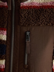 Lottie Chocolate Multi Stripe Borg Fleece - Image 7 of 11