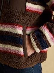 Lottie Chocolate Multi Stripe Borg Fleece - Image 8 of 11