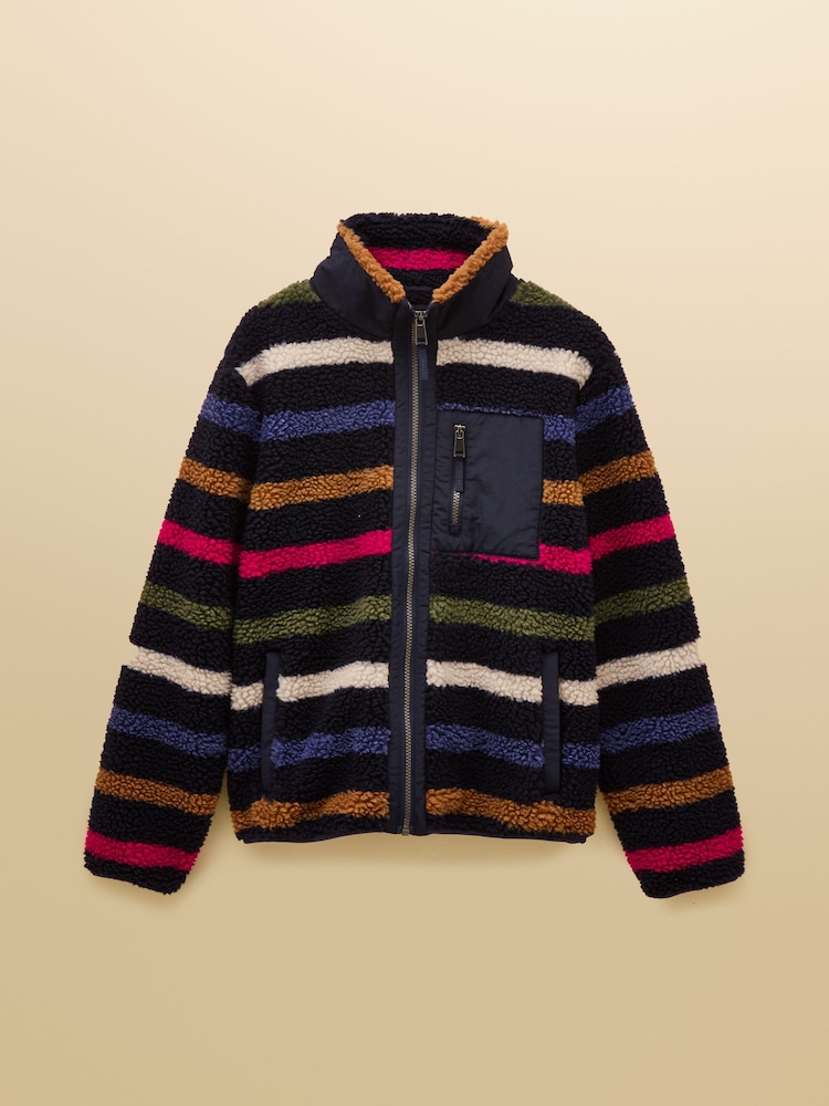Lottie Navy Multi Stripe Borg Fleece - Image 10 of 10 Lottie Navy Multi Stripe Borg Fleece - Image 10 of 10