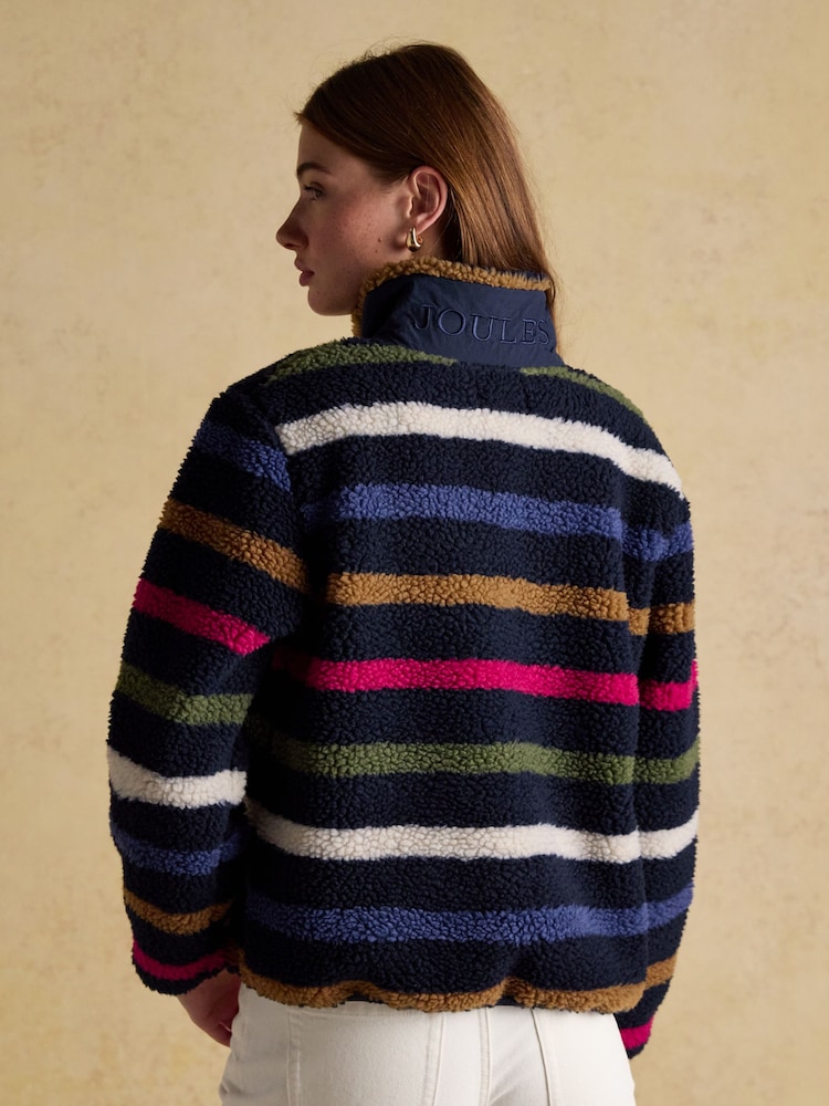Lottie Navy Multi Stripe Borg Fleece - Image 2 of 10 Lottie Navy Multi Stripe Borg Fleece - Image 2 of 10
