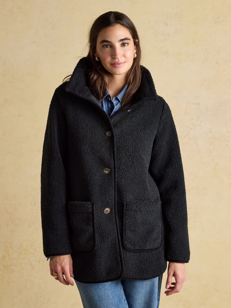 Joules Sadie Black Longline Fleece Jacket - Image 1 of 9 Joules Sadie Black Longline Fleece Jacket - Image 1 of 9