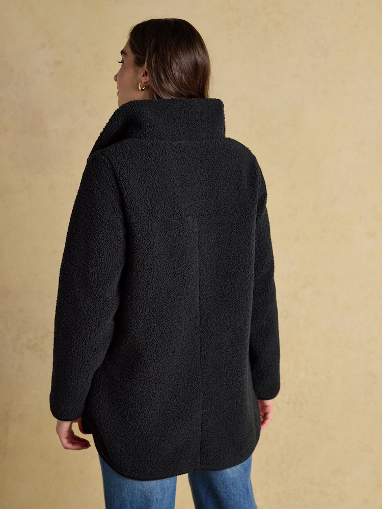 Joules Sadie Black Longline Fleece Jacket - Image 2 of 9 Joules Sadie Black Longline Fleece Jacket - Image 2 of 9