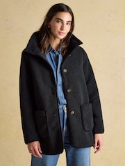 Joules Sadie Black Longline Fleece Jacket - Image 3 of 9