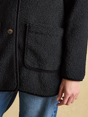 Joules Sadie Black Longline Fleece Jacket - Image 4 of 9