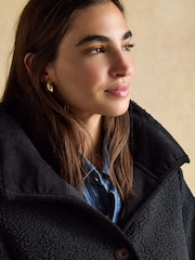 Joules Sadie Black Longline Fleece Jacket - Image 5 of 9