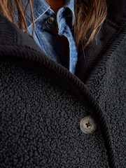 Joules Sadie Black Longline Fleece Jacket - Image 6 of 9