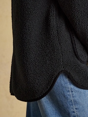 Joules Sadie Black Longline Fleece Jacket - Image 8 of 9