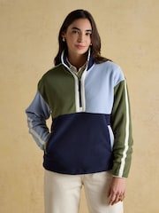 Joules Orla Blue Hotch Potch Quarter Zip Fleece - Image 1 of 8