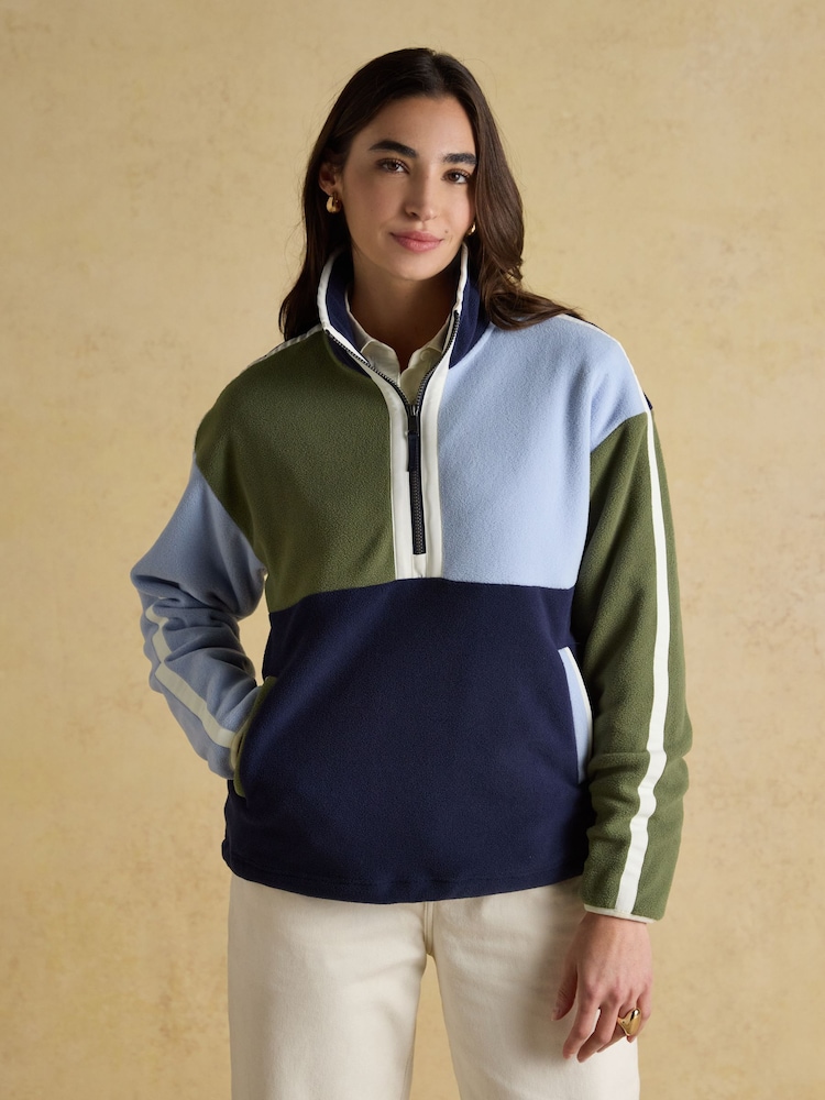 Joules Orla Blue Hotch Potch Quarter Zip Fleece - Image 1 of 8