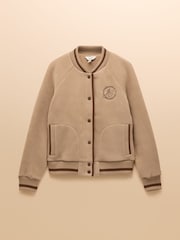 Joules Margot Neutral Varsity Fleece Jacket - Image 10 of 10