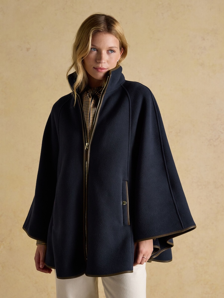 Heritage Navy Fleece Longline Cape - Image 1 of 10 Heritage Navy Fleece Longline Cape - Image 1 of 10