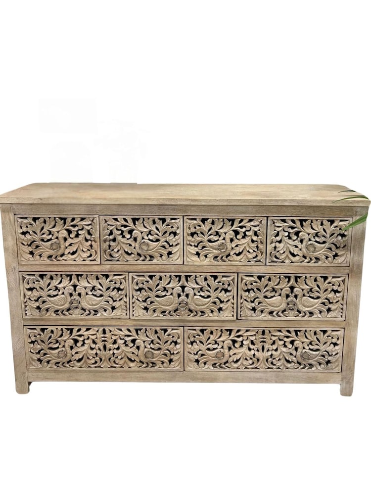 Kirei Home Cream Intricate Hand Carved 9 Drawer Chest Of Drawers - Image 4 of 4