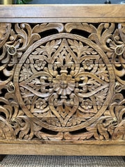 Kirei Home Natural Hand Carved Patterned 3 Drawer Chest - Image 3 of 6
