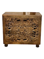 Kirei Home Natural Hand Carved Patterned 3 Drawer Chest - Image 6 of 6