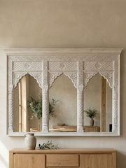 Kirei Home White Indian 3 Arch Mango Wood Mirror - Image 1 of 4