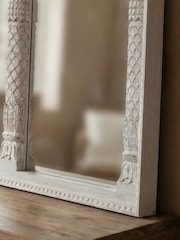 Kirei Home White Indian 3 Arch Mango Wood Mirror - Image 3 of 4