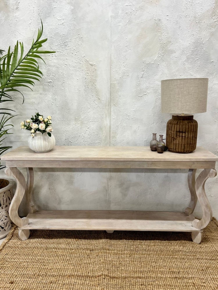Kirei Home Cream Elegant Hand Carved Console Table - Image 1 of 6