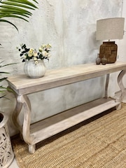 Kirei Home Cream Elegant Hand Carved Console Table - Image 2 of 6