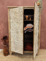 Kirei Home Cream Hand Carved Mango Wood Double Wardrobe - Image 2 of 4