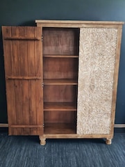 Kirei Home Cream Hand Carved Mango Wood Double Wardrobe - Image 3 of 4