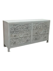 Kirei Home White Hand Carved Patterned 6 Drawer Chest - Image 3 of 5