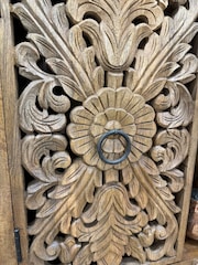 Kirei Home Natural Hand Carved Mango Wood 2 Door Sideboard - Image 3 of 4