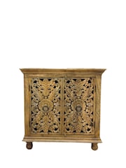 Kirei Home Natural Hand Carved Mango Wood 2 Door Sideboard - Image 4 of 4