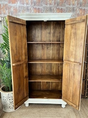 Kirei Home White Hand Carved Floral Patterned Double Wardrobe - Image 2 of 4