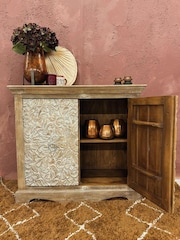 Kirei Home Cream 2 Door Hand Carved Mango Wood Sideboard - Image 2 of 4