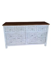 Kirei Home White Hand Carved Mango Wood 8 Drawer Chest - Image 4 of 5