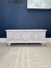 Kirei Home White Intricate Hand Carved Storage Box - Image 4 of 5