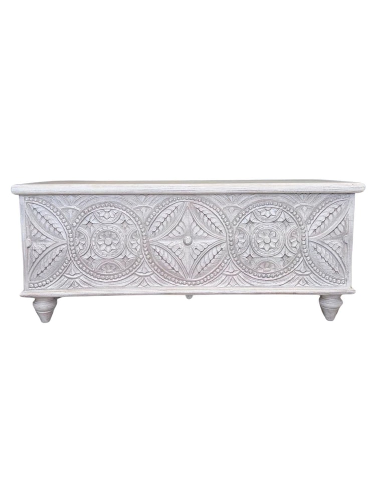 Kirei Home White Intricate Hand Carved Storage Box - Image 5 of 5