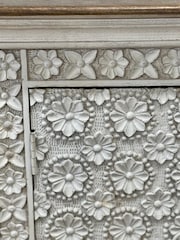 Kirei Home White Hand Carved Petal Design 2 Door Sideboard - Image 4 of 6