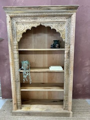 Kirei Home Natural Large Indian Mango Wood Bookcase - Image 1 of 5