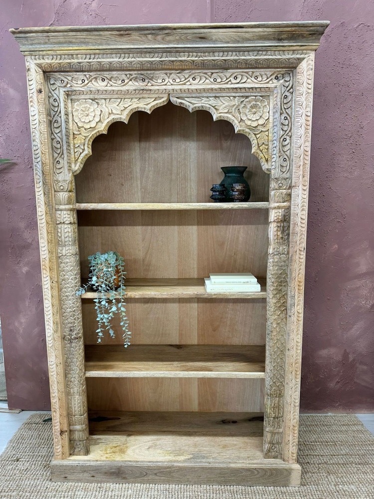 Kirei Home Natural Large Indian Mango Wood Bookcase - Image 1 of 5