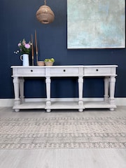 Kirei Home White Hand Carved Mango Wood Console Table - Image 1 of 8