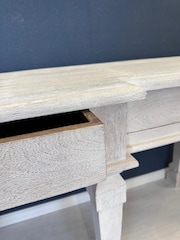 Kirei Home White Hand Carved Mango Wood Console Table - Image 7 of 8