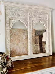 Kirei Home White Indian 2 Arch Mango Wood Mirror - Image 1 of 3
