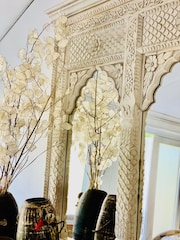Kirei Home White Indian 2 Arch Mango Wood Mirror - Image 3 of 3