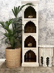 Kirei Home White Tall Hand Carved Mango Wood Bookcase - Image 1 of 5