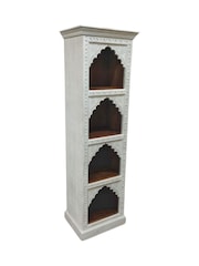 Kirei Home White Tall Hand Carved Mango Wood Bookcase - Image 5 of 5