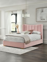 Opulent Chenille Light Rose Pink Grace Upholstered Bed Frame - Image 1 of 7