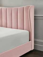 Opulent Chenille Light Rose Pink Grace Upholstered Bed Frame - Image 5 of 7