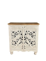 Kirei Home White Hand Carved Mango Wood Peacock Sideboard - Image 5 of 5